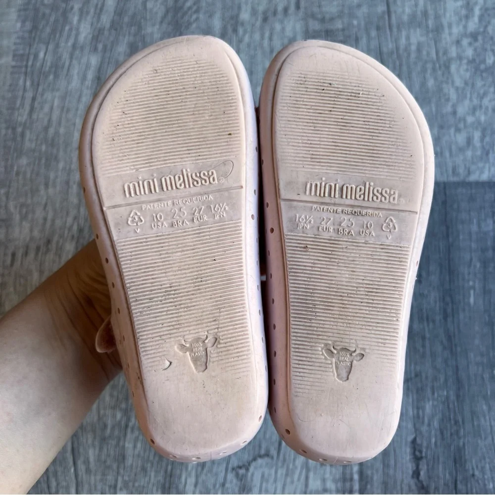 Mini Melissa Girl Jelly Pink Mary Jane Shoes Size 10 Flowers Floral